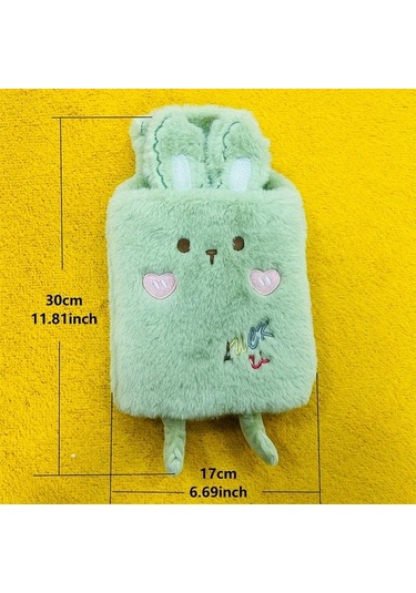 Elmpaly Yeşil Ayakcık 33.81 Onz Pvc Astarlı Isıtmalı Su Isıtıcı Sevimli Çıkarılabilir Ayıcık Design Antrasit