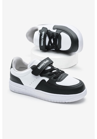 Termo Taban Cırtlı Lastik Bağcıklı Çocuk Unisex Beyaz Siyah Spor Ayakkabı Tbtmkd030 Beyaz Siyah