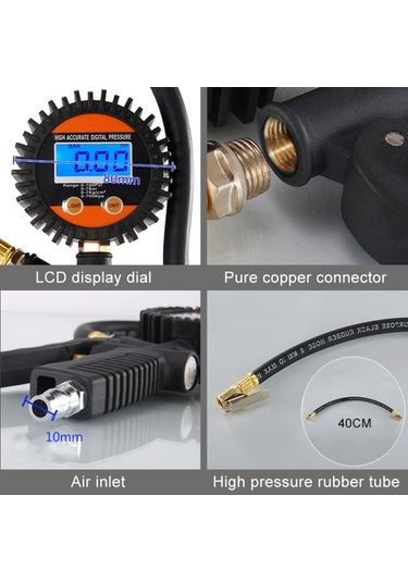 Sones Araba Dijital Lcd Ekran Lastik Hava Basıncı Şişirme Ölçer Araç Test Cihazı Enflasyon İzleme