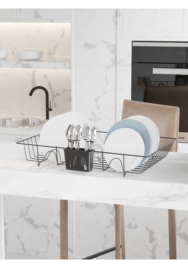 Suntel Suntel Mat Siyah Tek Katlı Bulaşıklık Tabaklık