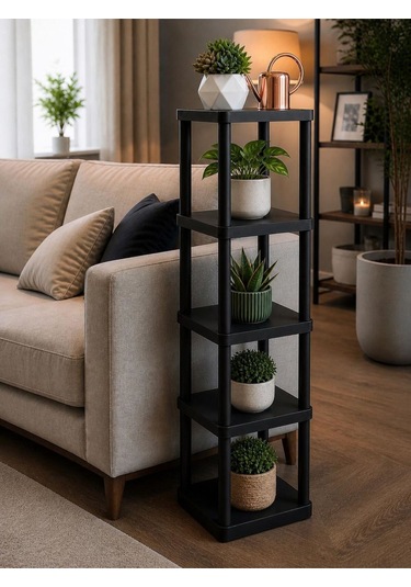Sakura 5 Katlı Çiçeklik Saksılık Siyah