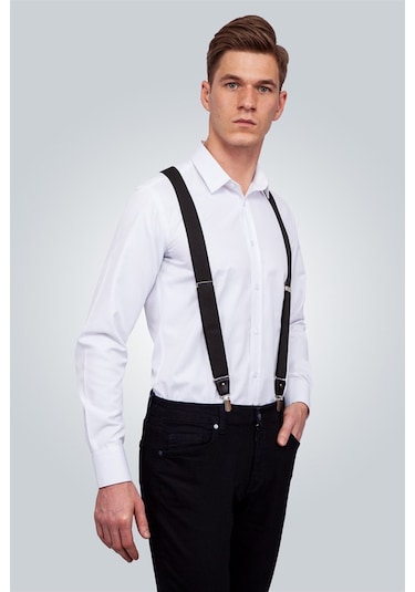 Tudors Siyah Erkek Pantolon Askısı-Siyah