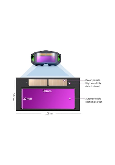 Otomatik Renk Değiştiren Kaynak Gözlüğü Profesyonel Otomatik Karartma Lehimleme Gözlükleri Argon Ark, Seçenekler: Yeşil Filtre Lensi