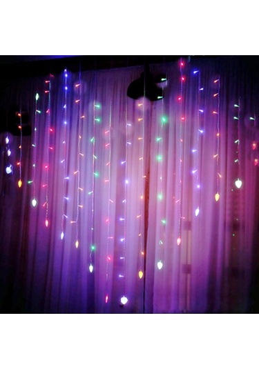 Kalp Şekilli 2 Metre 124 Led 8 Mod Saçaklı Led Işık RGB