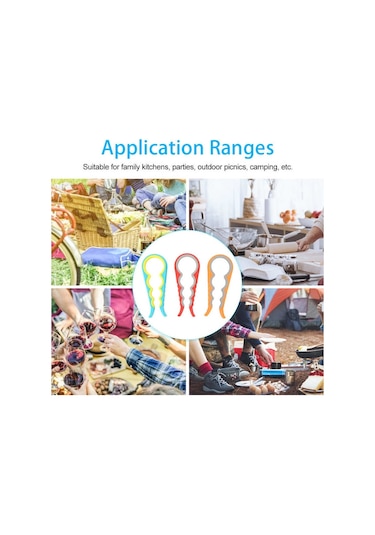 Manuel Konserve Açacağı 3 Adet 4 In 1 Çok Fonksiyonlu Güvenlik Şişe Kapakları Kavanoz Ev Mutfak Açık Parti Pişirme Gereçleri Çok Renkli