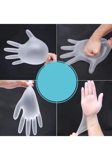 Homyl 50 Adet/kutu Tek Kullanımlık Şeffaf Eldivenler Yemek L