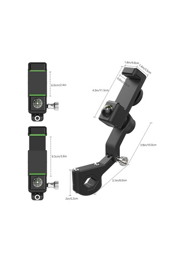 Motosiklet Küresel Pusula Telefon Tutucu, Işıksız Dikiz Aynası Siyah Siyah