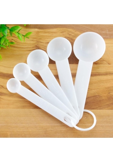 Beyaz 5 Adet/takım Yaratıcı Pişirme Pişirme Mutfak Gereçleri Ölçüm Kaşığı Silikon Ölçüm Kepçesi Ölçekli Mutfak Gereçleri