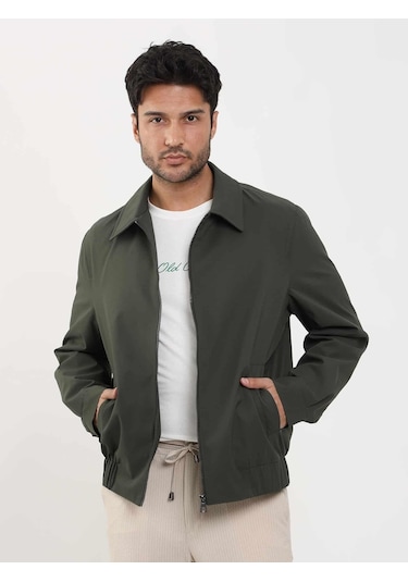Dufy Haki Erkek Regular Fit Düz Klasik Yaka Bomber Mont - 104389-Haki
