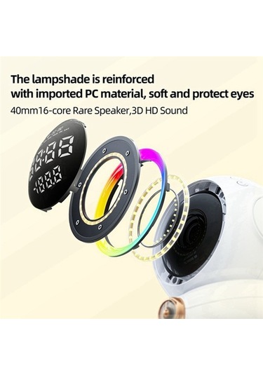 Szypzstore Uyanma Işığı Bluetooth Hoparlör Mini Fm Radyo Renkli Astronot Gece Lambası B2gol8 Beyaz