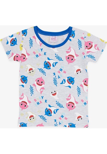 Breeze Kız Bebek Pijama Takımı Renkli Köpekbalığı Desenli 9 Ay-3 Yaş, Açık Gri Melanj-açık Gri Melanj Açık Gri Melanj