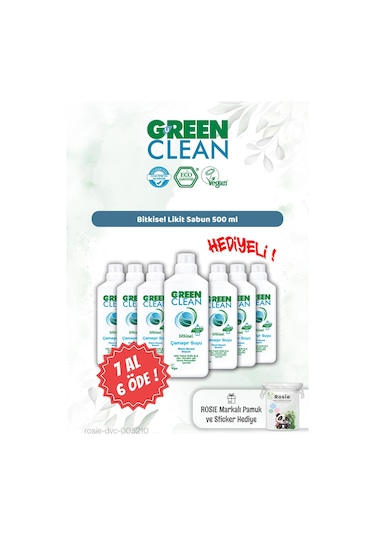 7 Al 6 Öde Green Clean Bitkisel Çamaşır Suyu 1000 Ml Ve Rosie Hediye 7'li Set