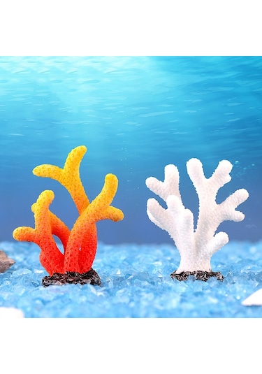 Sones 10 Pcs Simülasyon Reçine Mercan Akvaryum Balık Tankı Küçük Süsler, Renk: No. 8 Renkli