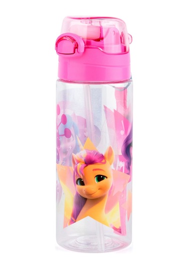 My Little Pony 500 Ml Kız Çocuk Pipetli Plastik Okul Matarası - Pembe Kapak