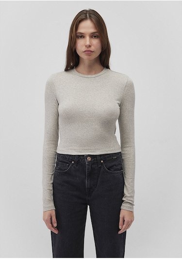 Mavi - Uzun Kollu Gri Crop Basic Tişört 1612822-88467 Gri