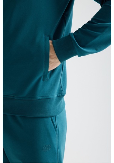 Shooter Sportswear Elit Class Füme Erkek Eşofman Takımı Mevsimlik Kapüşonlu Manşetli Rahat Kalıp Petrol Mavisi