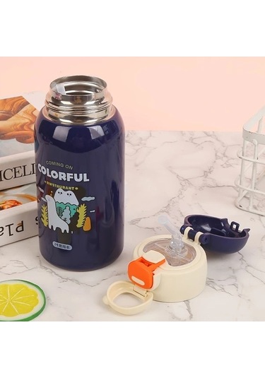 Trendooze 500ml Paslanmaz Çelik Pembe Termos Matara Sızdırmaz Yalıtımlı Pipetli Hediye Kişiye Özel Pembe