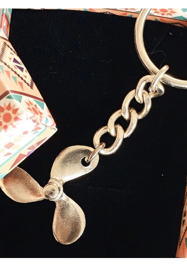 Moncuk Design Metal Tekne Pervanesi Sarı Anahtarlık