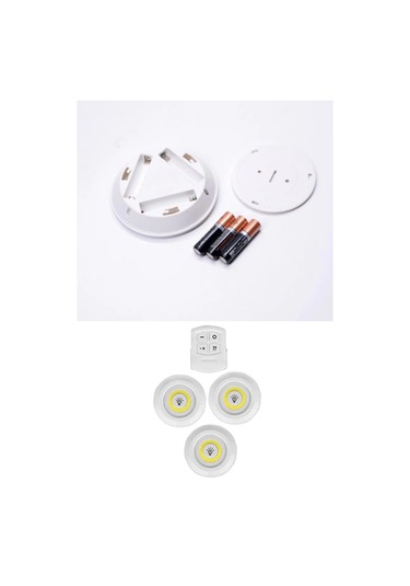 3lü Uzaktan Kumandalı Yapışkanlı Kablosuz Led Spot Lambalar 5365 Çok Renkli