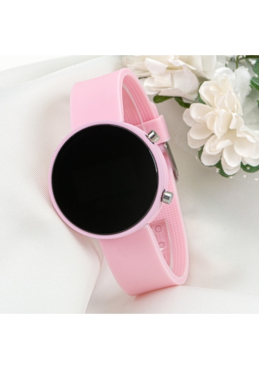 Pudra Pembe Led Büyük Kız Çocuk Kol Saati ST-304040