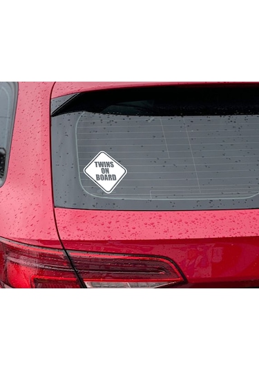 Bk Home Twins On Board Tasarımlı Beyaz Araç Sticker-1