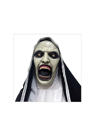 Cadılar Bayramı Lateks Tam Baş Maskesi Rahibe Korku Korkunç Cosplay Kostümü