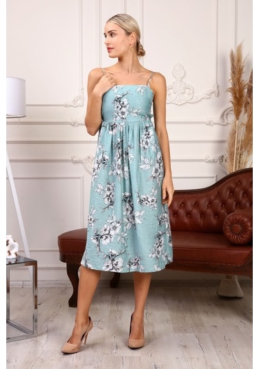 Aymeravm - Sırt Dekolteli Ip Askılı Desenli Kadın Elbise - Kn... (547454546)