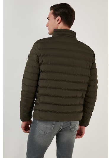 Buratti Dik Yaka Fermuarlı Cepli Slim Fit Şişme Erkek Mont 649002 Haki