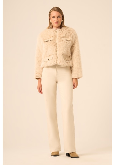 Ftz Women Kadın Peluş Mont Beige 31241 Beige