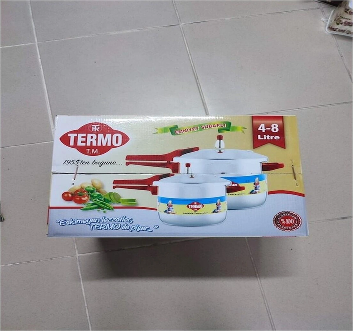 Termo Alüminyum Düdüklü Tencere 8lt Ve 4lt Tek Kapak Iki Tencre-7059 Bakır - Siyah