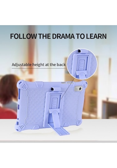 Didadodo Lenovo Tab M9 Uyumlu Pc + Silikon Kılıf + Omuz Kayışı + Ayarlanabilir Kickstand Kılıf Arka Kapak
