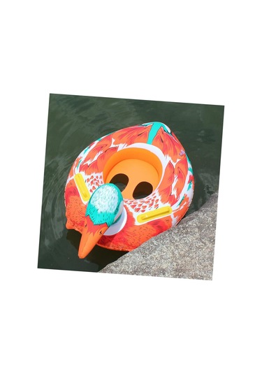 Pembe Çocuk Yüzme Teknesi Şişme Hayvan Bebek Şamandıra Çocuklar Açık Sarı