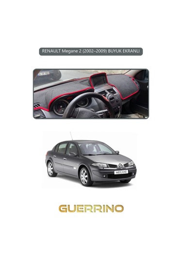 Renault Megane 2 2002 2009 Uyumlu Buyuk Ekranlıtorpido Koruma Halısı Gri Kenar