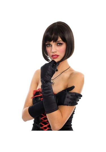 Uzun Boy Parlak Esnek Likralı Eldiven 40 Cm - 1 Çift - Siyah Çok Renkli