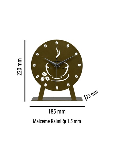 Coffe Model Metal Lazer Kesim Akar Sessiz Mekanizmalı Masa Saati Gold