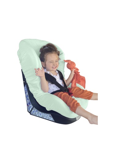 4katlı Müslin Bebek Oto Koltuk Kılıfı Lastikli %100pamuk Mint