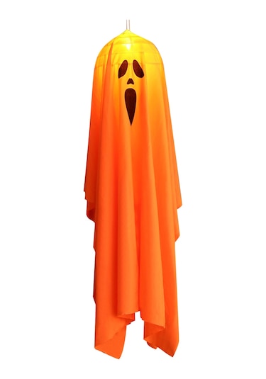 Mufunye Halloween Büyük Boy Kanarya Renkli Led Işıklı Korku Yüzü Pırlanta Bezi Askı Lambası - Odalar İçin Stüdyo Ambiyans Dekorasyonu Turuncu