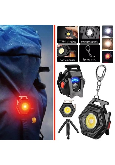 Küçük Mini Led Işık Yayan Küçük El Feneri Anahtarlık Işığı Güçlü Taşınabilir Işık El Feneri Ultra Hafif W5131+bracket Siyah