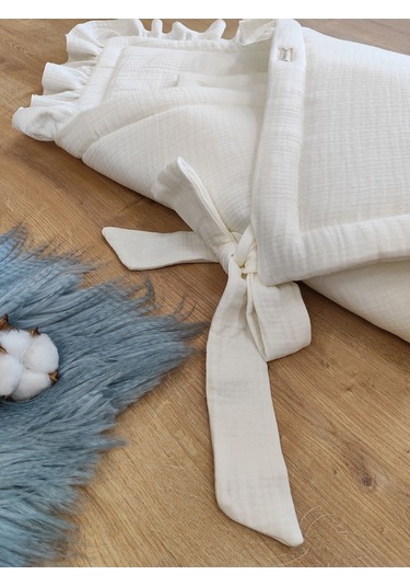 Ekru 4 Kat Müslin Bebek Battaniyesi %100 Pamuklu Doğal Organik Uyku Kundağı Hastane Çıkışı Yenidoğan Beyaz