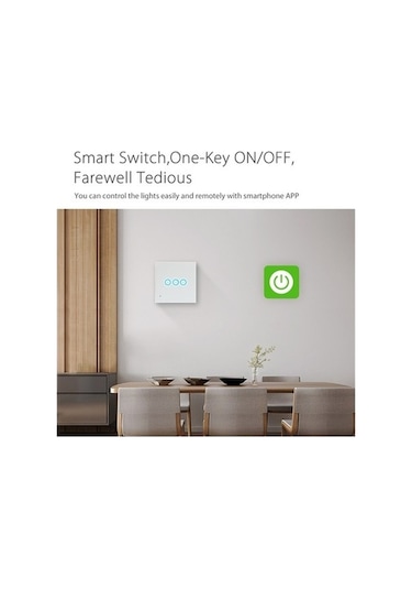 Fastbuy Neo Nas-sc03w Kablosuz Wifi Akıllı Işık Anahtarı, 3 Gang, Ab Güç Kaynağı, Beyaz Renk, Standart Boyut, Mekanik Kullanı