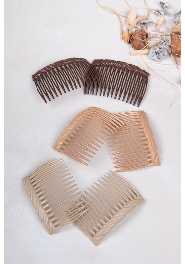 Okavango Kahve Ton 6'lı Yan Tarak Seti Çok Renkli