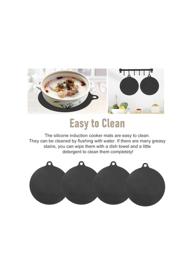 Hombey 5 Adet Silikon Isıya Dayanıklı Yuvarlak Mutfak Altyapısı Koruyucu 22cm Antipyren Yalıtkan Döşeme Seti Siyah