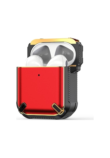 Kablosuz Kulaklık Darbeye Dayanıklı King Kong Ares Tpu Airpods Uyumlu 1/2 İçin Koruyucu Kılıf Altın