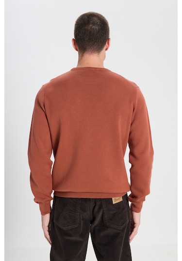 Regular Fit Normal Kesim Kahverengi Triko Kazak W242724220 Kahverengi