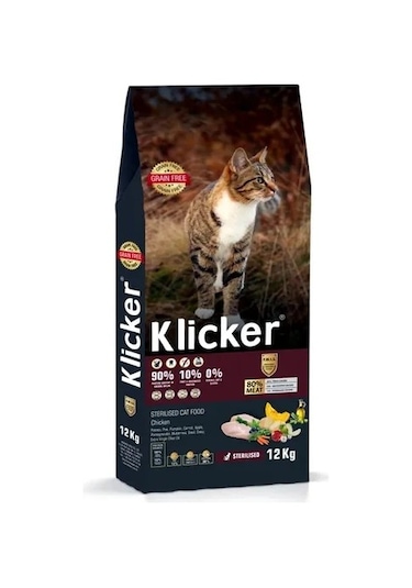 Klıcker Tavuklu Kısırlaştırılmış Yetişkin Kedi Kuru Maması 12 KG