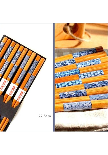 Omeniv Beş Çift (10) Chopstick Set Bambu Yemek Sushi Noodle