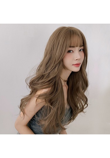 Cbtx Peruk Kadın Uzun Saç Büyük Dalga Kabarık Tam Başlık Uzun Kıvırcık Saç Siyah Kahverengi 65cm