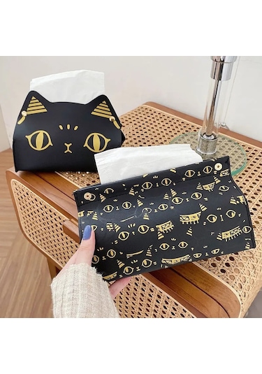 A-kağıt Havlu Kutusu Karikatür Kedi Tasarım Sevimli Karikatür Desen Ev Ofis Tuvalet Araba Masaüstü Çekmece Tuvalet Kağıdı Çekmecesi