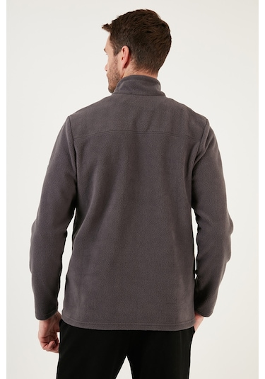 Buratti Slim Fit Yarım Fermuarlı Yumuşak Dokulu Şardonlu Kışlık Erkek Polar 59060011 Füme