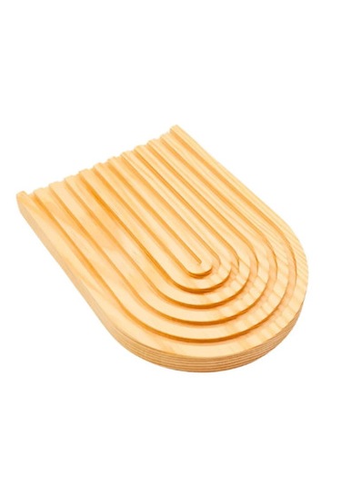 2'li Set Gökkuşağı Desenli Ahşap Oymalı Dekoratif Sunumluk Tepsi Kahverengi